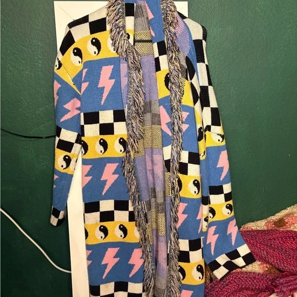 Dressed in LALA Luxe Fringe Blanket Cardigan in Wonderstruck - S/M - Picture 4 of 8